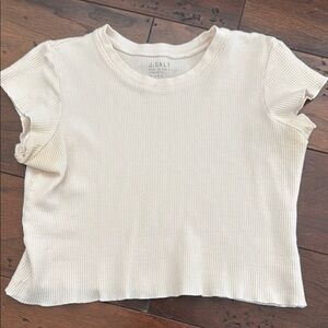 Brandy Melville Cream Knit Crop Top Short Sleeve